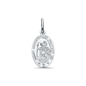 14K White Gold St. Christopher Religious Pendant 18mmX13mm 1.5 grams